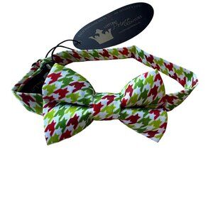 Littlest Prince Bow Tie Adjustable Holiday Houndstooth Red Green Polyester
